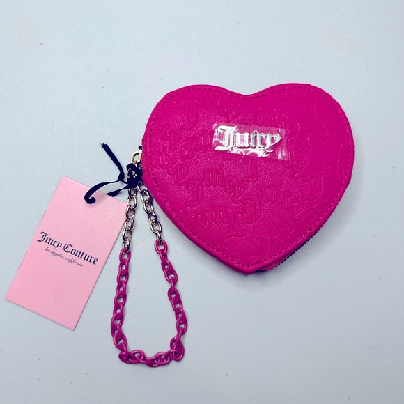 Juicy Couture Pink Flash Embossed ‘Can’t Tame Her’ Heart Zip Around Wallet - Picture 2 of 4